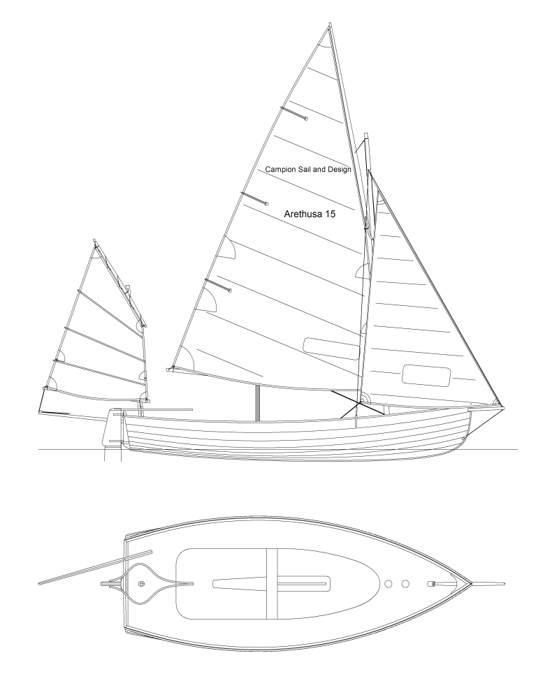 Arethusa 15 with main, foresail and jib