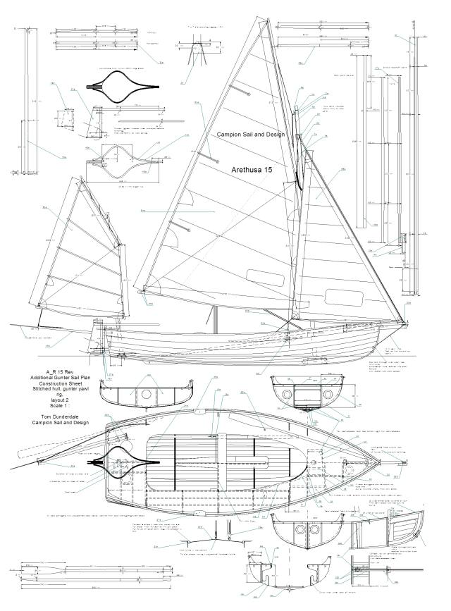 Arethusa 15 gunter sail plan and deck arrangment
