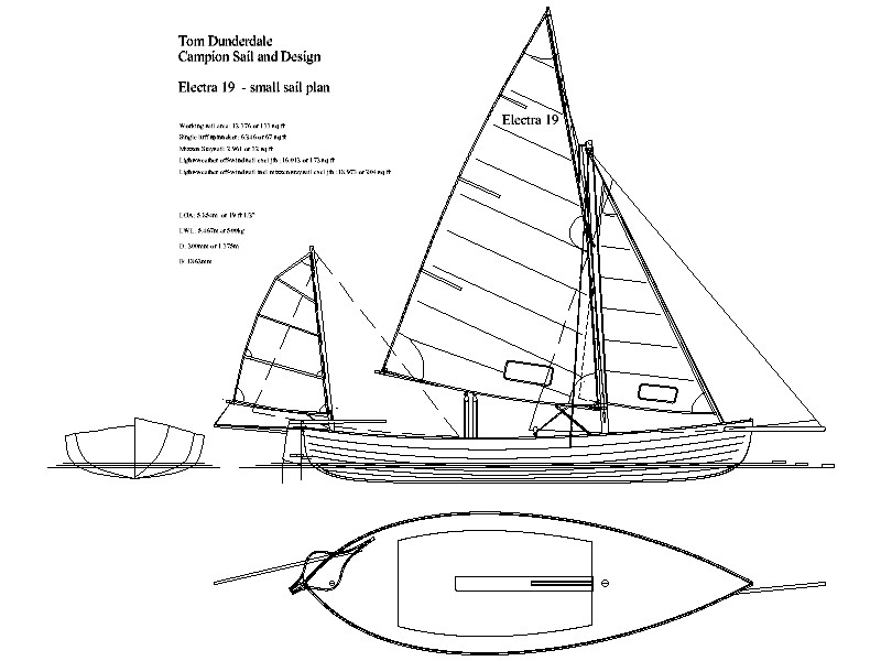 Electra 19 canoe yawl small sail plan
