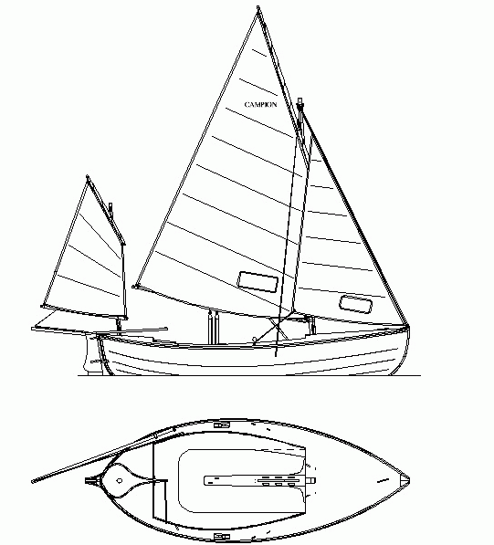 Sail and deck plan of the Campion double- ended day sailer